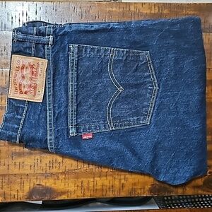 Levi's 514 Dark Blue 100% Cotton Straight Leg Denim Men's Jeans 36x34